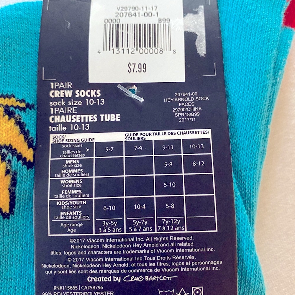 Nickelodeon Men’s crew tube Arnold.  NWT., fits shoe sizes 10-13. - Picture 6 of 11